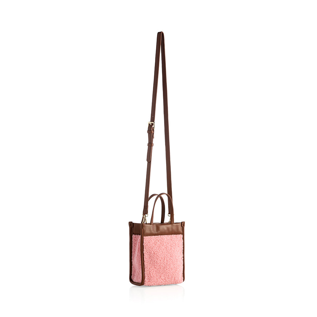 Shiraleah Courchevel Sherpa Mini Tote Cross-Body, Pink 