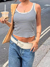Women's Tops Fashion Summer Casual Basic Striped Scoop Neck Tank