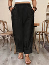 Plus Size High-Waisted Elastic Waist Pants with Pockets