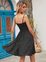 Back view of black Full Size Smocked Square Neck Cami Dress Plus Size