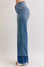 Blue jeans with a white background