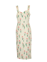 Dress with tulip pattern on a white background