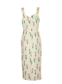 Dress with tulip pattern on a white background