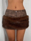 Faux Fur Trim Mini Skirt