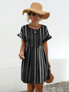 Striped Polka Dot Frill Short Sleeve Mini Dress for Women