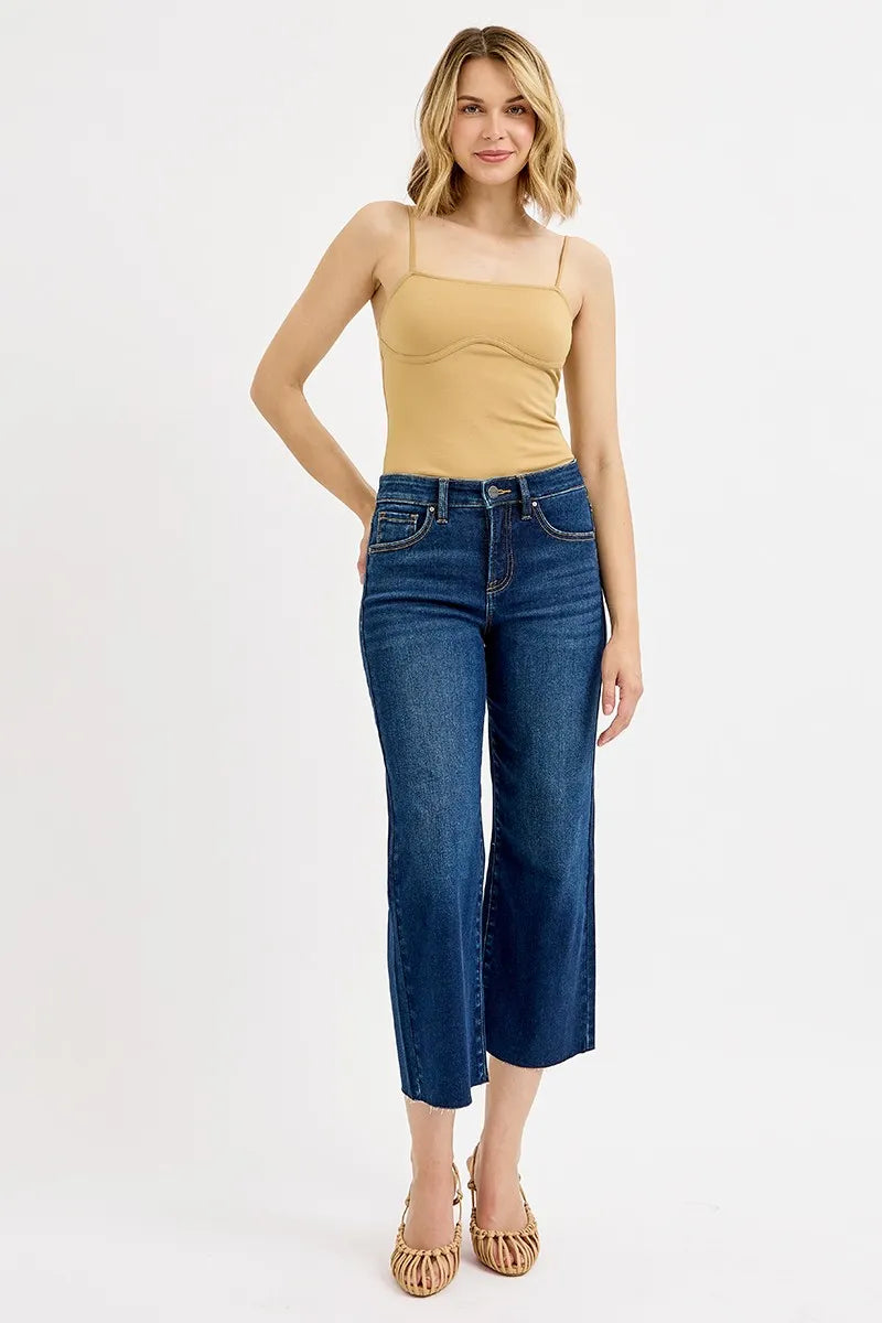 Front view of cropped jeans