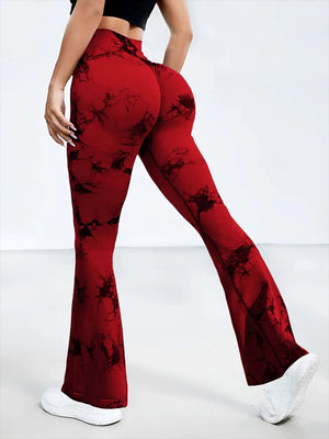 Back view of red Tie-Dye High Waist Active Leggings