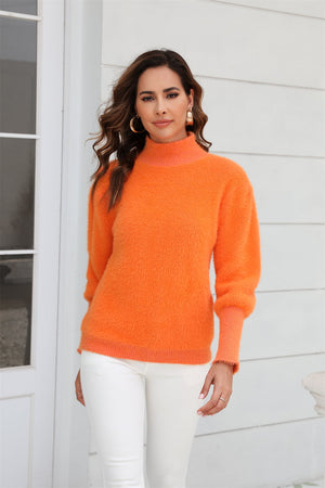 Orange Angel Wings Turtle Neck Long Sleeve Pullover Sweater