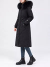 Women's Detachable Longline Hooded Parka with Faux Fur Trim and Drawstring Waist
