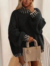 Contrast Trim Chunky Knit Sweater