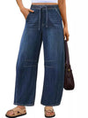 Elastic Waist Wide Leg Jeans