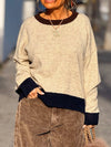 Contrast Trim Crew Neck Sweater