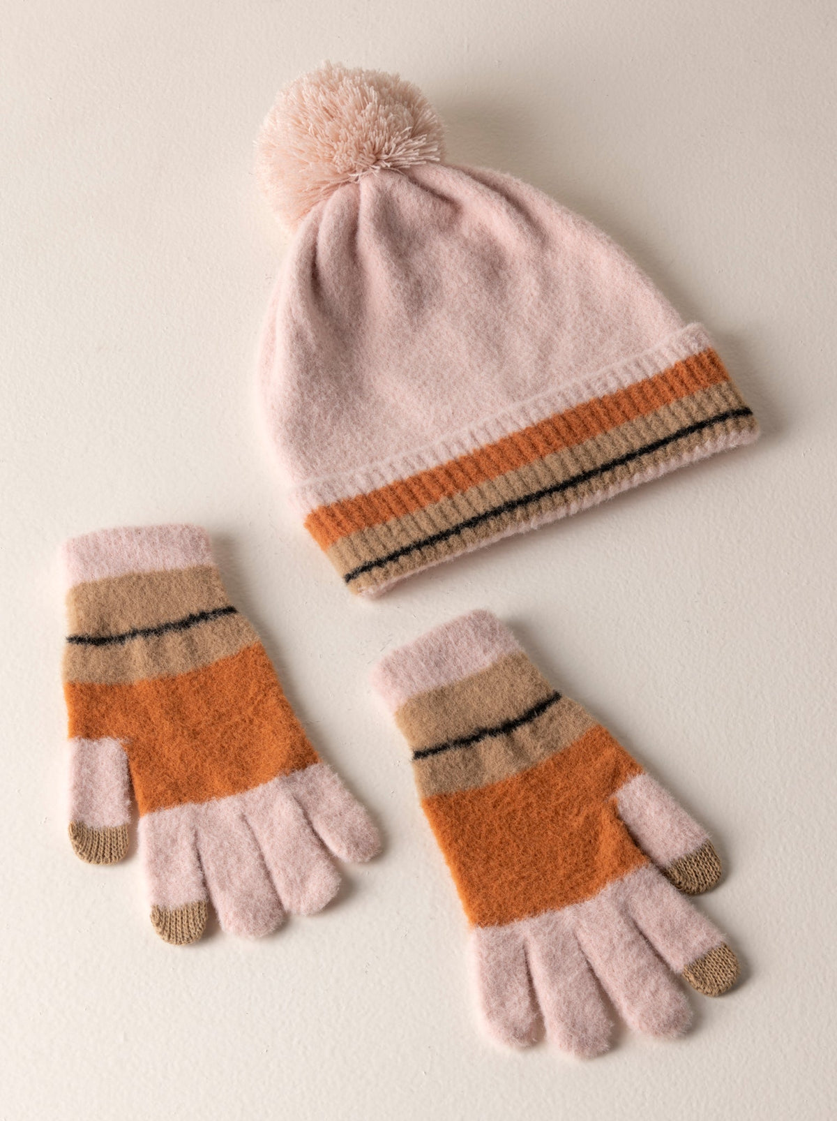 Shiraleah Emerson Hat, Pink and pink gloves
