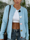 Full Size Heart Button Long Sleeve Cardigan Plus Size