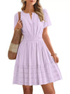 Short Sleeve Smocked Waist Tiered Dress