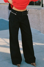 Close up view of Wide Leg Jeans with Pockets