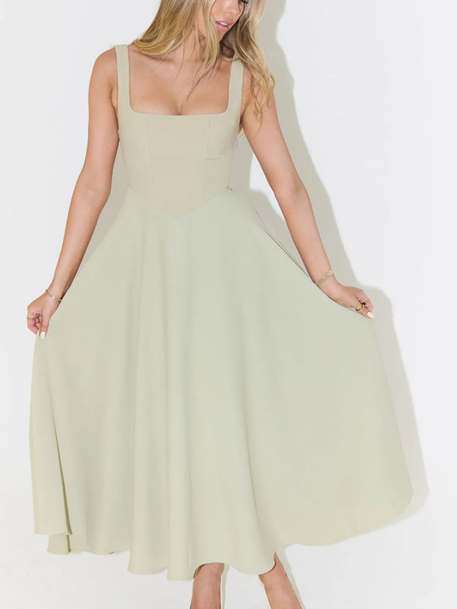 Model showing beige Max-Origin dress