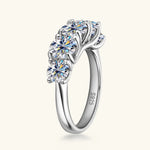 Silver ring with a diamond on a white background