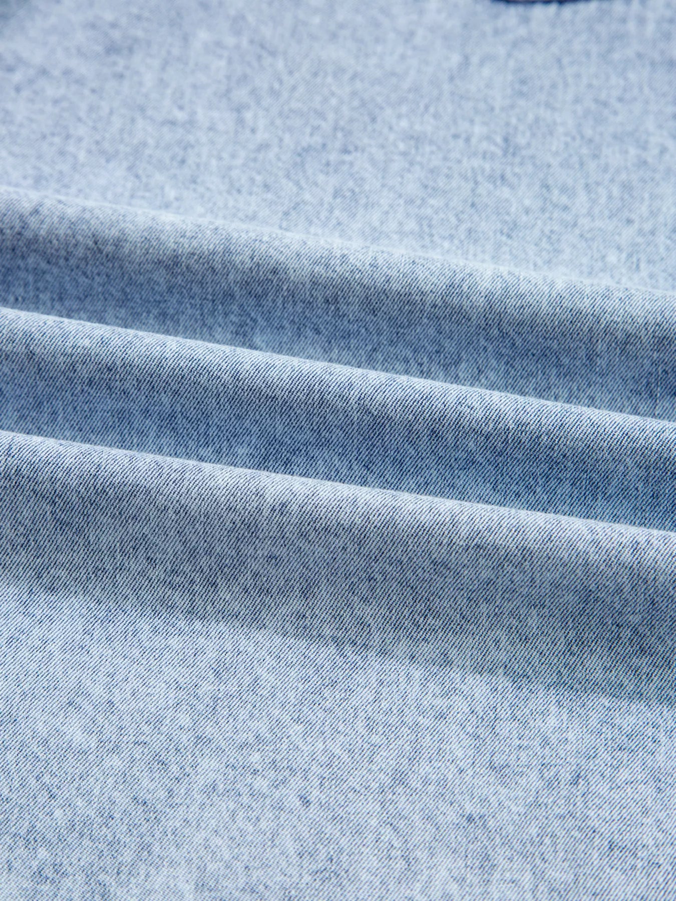 Close-up of blue denim fabric with visible texture