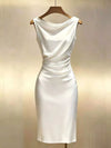 Women's 2026 Summer Elegant Satin Cowl Neck Ruched Sleeveless Dress