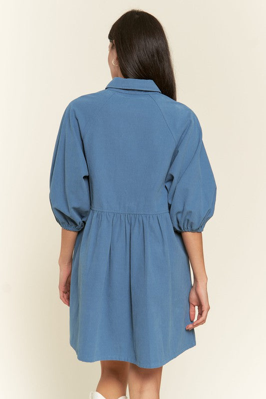 Back view of Washed denim style dress