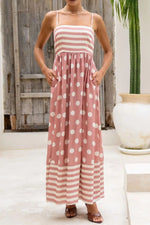 Model showing both pockets on Polka Dot Square Neck Cami Dress