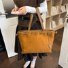 Drawstring Suede Shoulder Bag