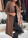 Women's Notched Lapel Collar Double Breasted Pea Winter Long Sleeve Coat