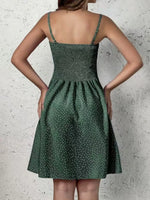 back view of green Full Size Smocked Square Neck Cami Dress Plus Size