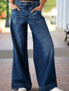High Waist Wide Leg Wash Jeans