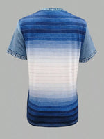 Short-sleeve shirt with blue and white gradient pattern on a gray background