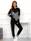 Houndstooth Drawstring Hoodie and Pants Set