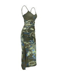 Green floral dress on a white background