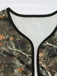 Close-up of a camouflage-patterned garment with a white interior lining.