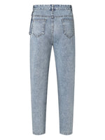 Light blue jeans on a white background