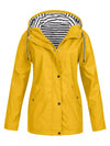 Full Size Drawstring Waterproof Hooded Outerwear Plus Size