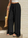 Women Palazzo Pull On Plus Size High-Waisted Wide-Leg Pants