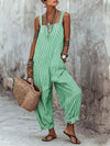 Womens Full Size Striped Square Neck Wide Leg Jumpsuit Plus Size