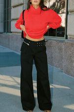 Full view of black Wide Leg Jeans with Pockets