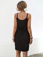 Back view of black Twisted V-Neck Sleeveless Mini Dress
