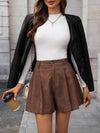 Full Size Pleated High Waist Shorts Plus Size
