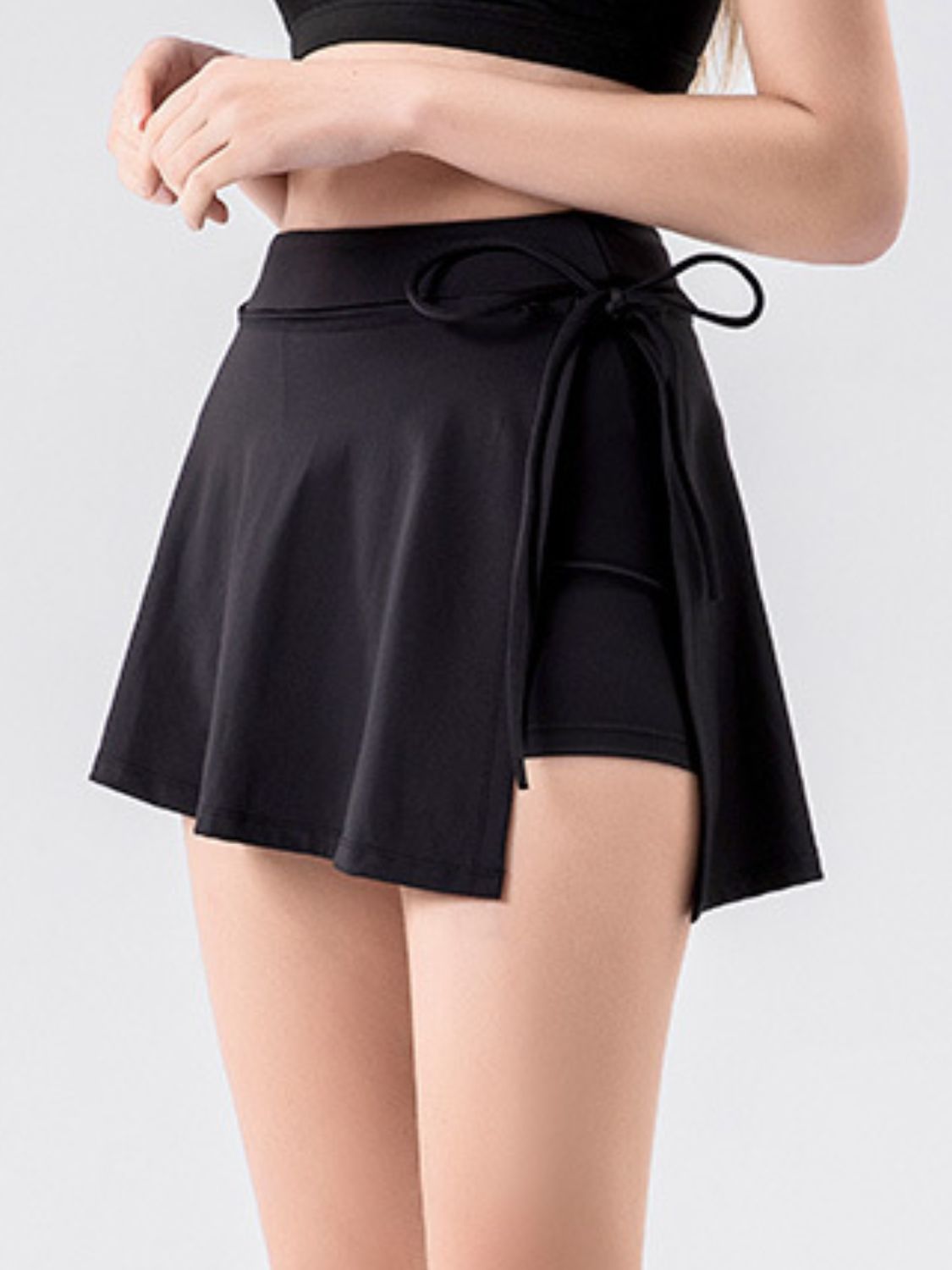 Black High Waist Active Skort with Pockets