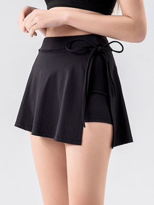 Black High Waist Active Skort with Pockets
