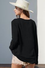 Double Take Full Size Notched Thumbhole Long Sleeve T-Shirt