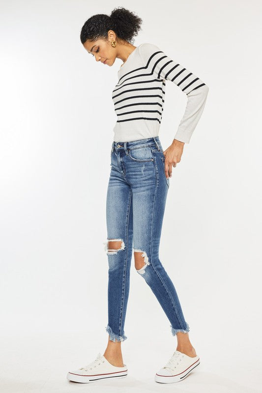 Side view of High Rise Ankle Skinny Jeans