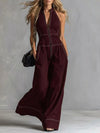 Zip Front Sleeveless Wide Leg Jumpsuit