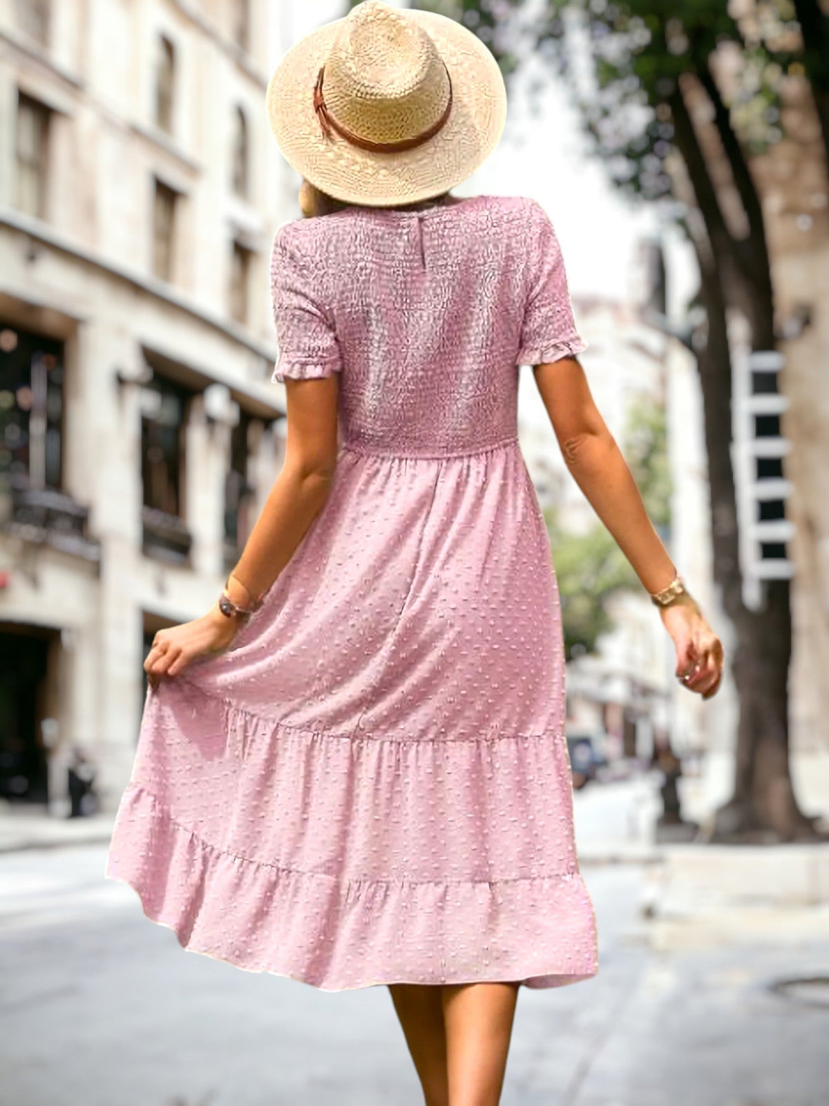 Double Textured Tiered Dress for summer wear