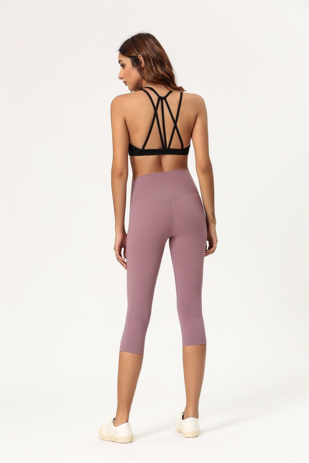 The back of High Waisted Cropped Fitness Leggings