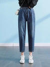 Plus Size High-Waisted Elastic Waistband Casual Jeans