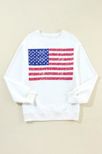 Front view of US Flag Round Neck Long Sleeve Sweatshirt